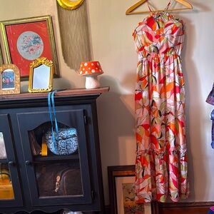 🌸🌟🖤🐝Colorful Halter Maxi Dress